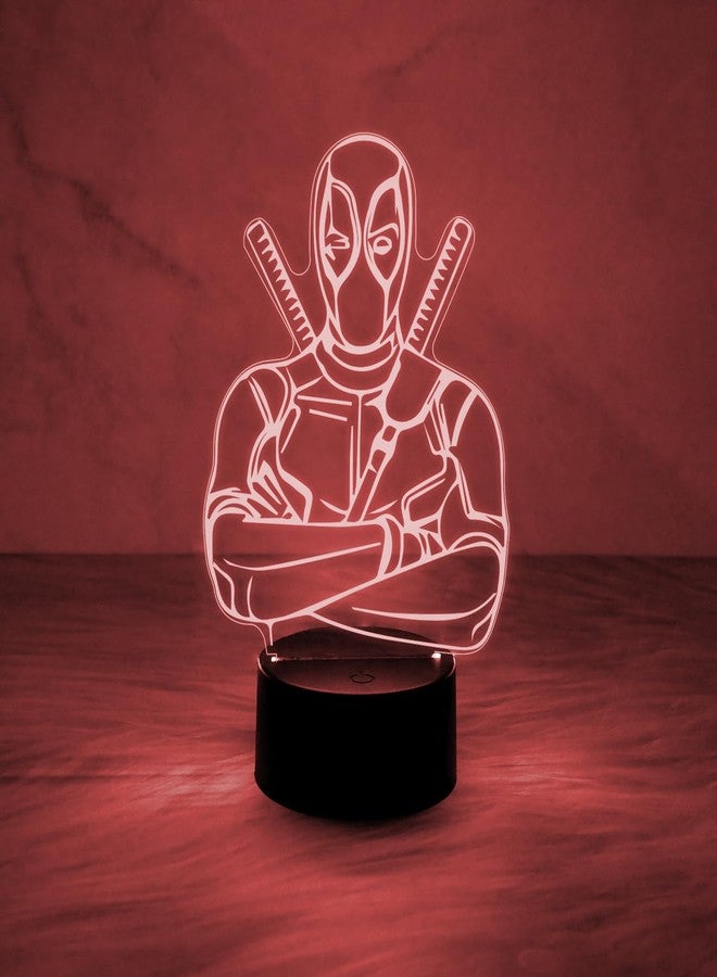 GIFTMEBAZAR 3D Illusion Marvel Hero Deadpool852 Acrylic Desk Table Night Lamp | Avengers Home Decor Light | Kids Room Decor Lamp | Birthday Gift for Avengers Lover (Multicolored Light) - Image 1